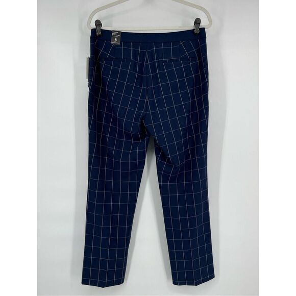 NEW Amanda & Chelsea Hannah Windowpane Modern Fit Straight SplitHem Pant Size 8 - Picture 2 of 9